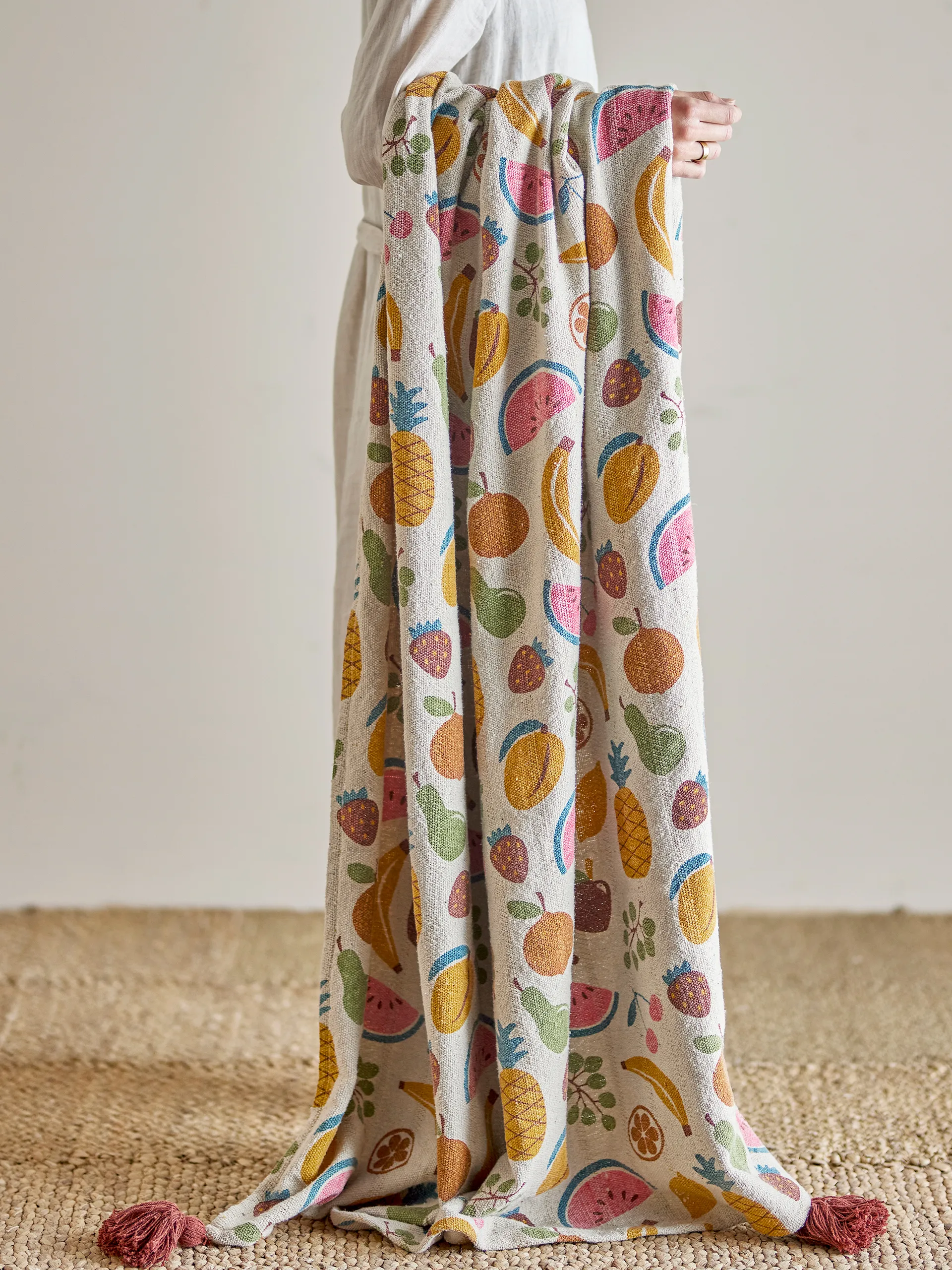 Fruitta bomuldsplaid 160x130 cm, Gul Bloomingville