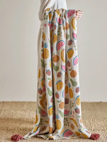 Fruitta bomuldsplaid 160x130 cm - Gul - Bloomingville