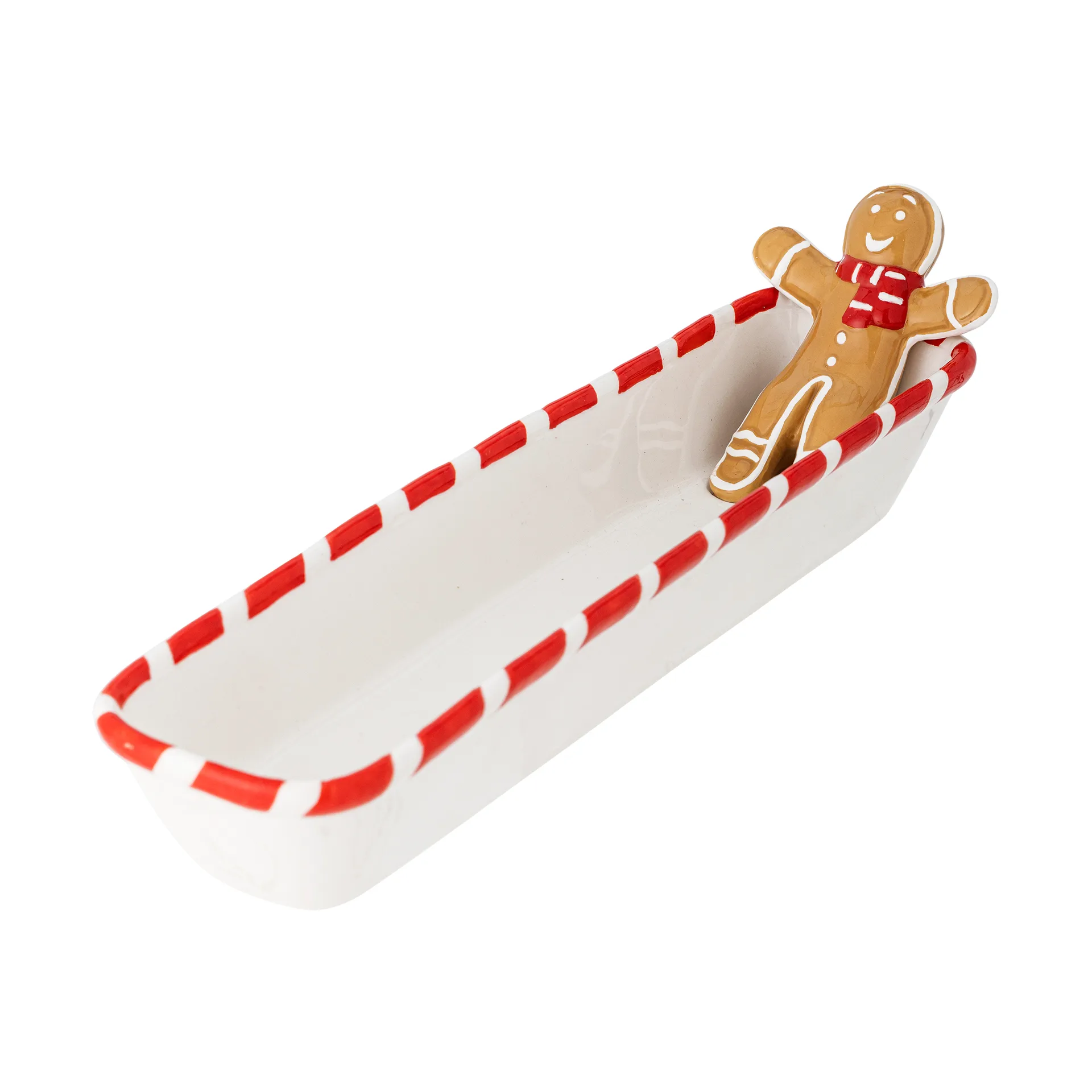 Ginnie serveringsskål 36,5x12,5 cm, Hvid-brun Bloomingville