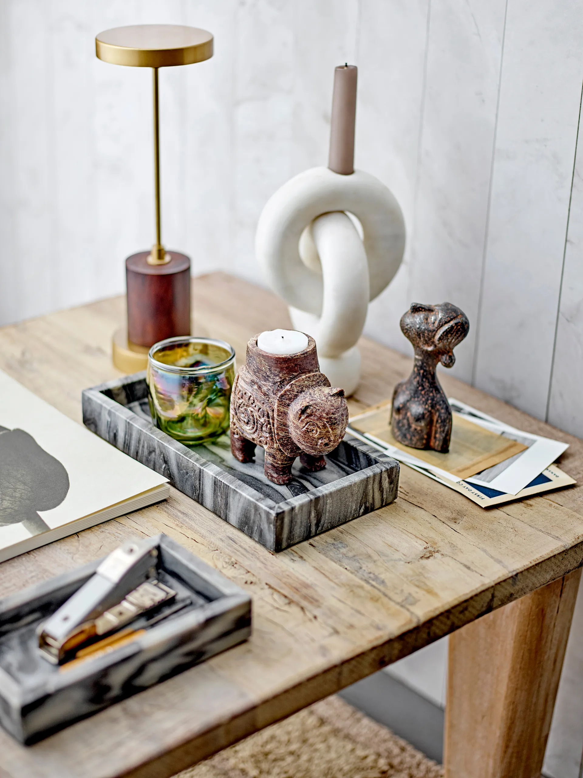 Goa lysestage 20 cm, White marble Bloomingville