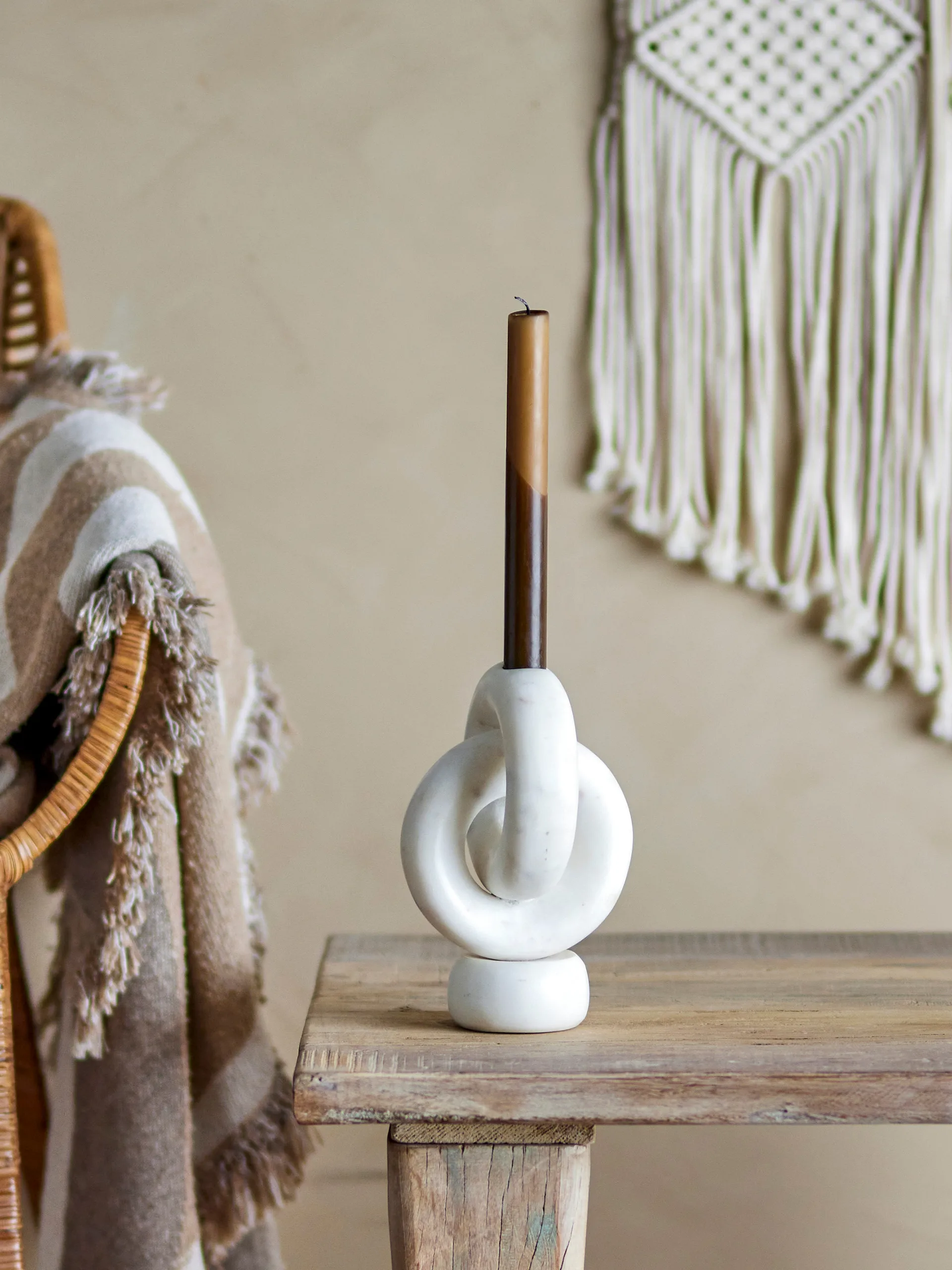 Goa lysestage 20 cm, White marble Bloomingville