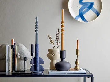 Hafi lysestage 21 cm - Sort - Bloomingville