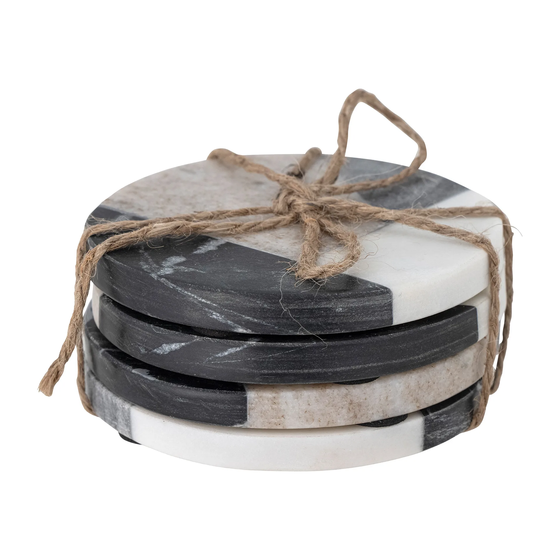 Izabella coasters Ø10 cm 4-pak, Grå marmor Bloomingville