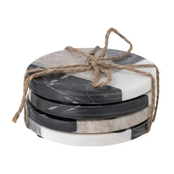 Izabella coasters Ø10 cm 4-pak - Grå marmor - Bloomingville
