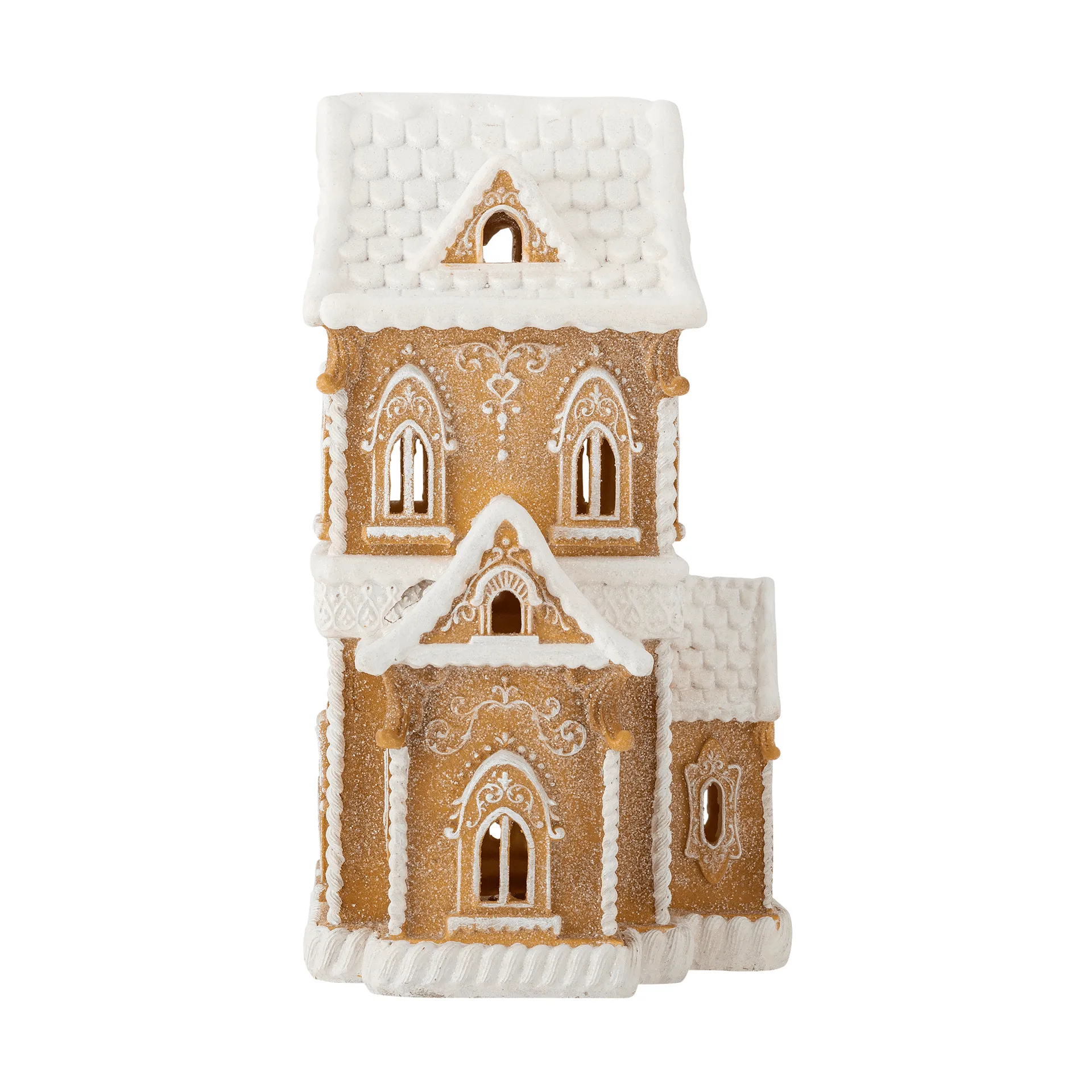 Kevin dekorationshus med lys, Brun, 37 cm Bloomingville