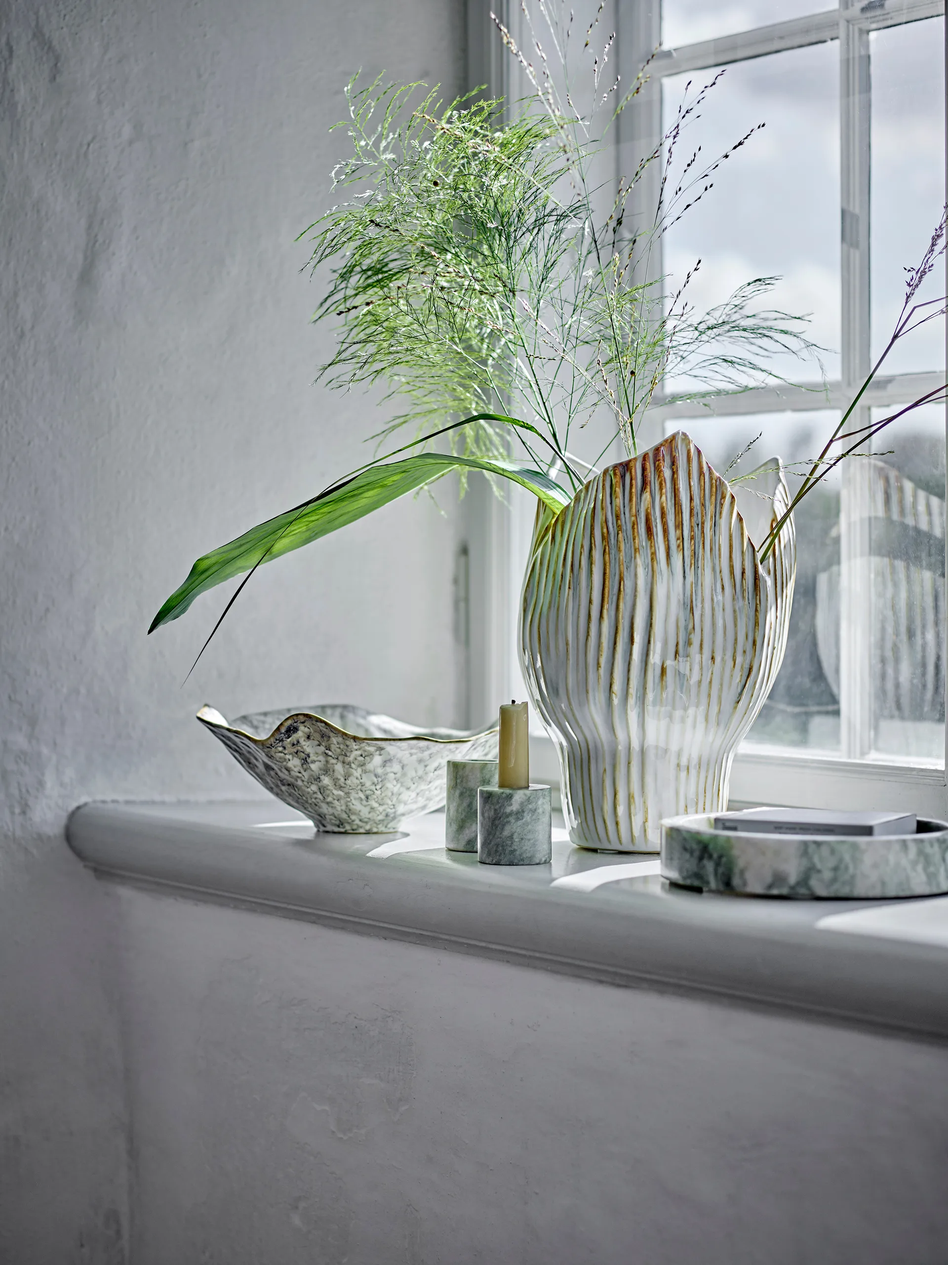 Kokoro lysestage 2 dele, Grøn marmor Bloomingville