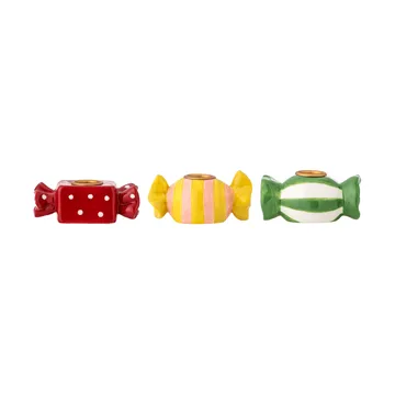Leiano lysestage - Gul-rød-grøn, 3 dele, 10 cm - Bloomingville