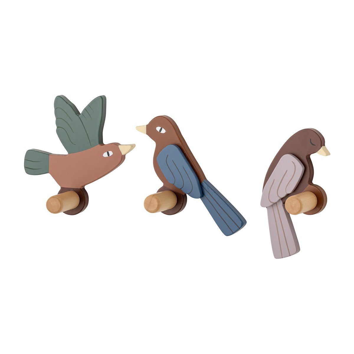 Bloomingville Lewi krog 3 dele Fugle | Skandinavisk Design | Kroge & knager | Flerfarvet