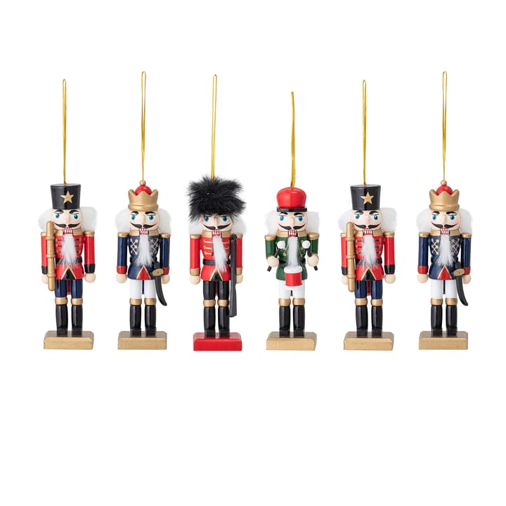 Mahi Ornament Nøddeknækkeren juleophæng 6-pak, Multi Bloomingville