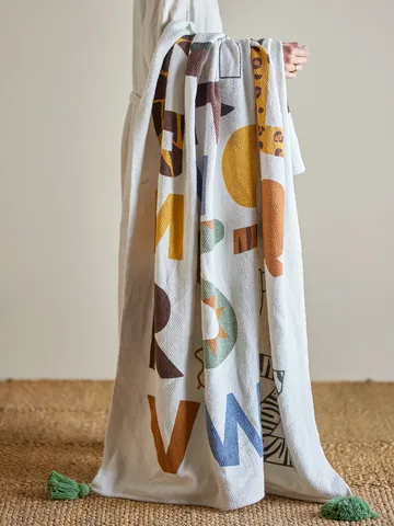 Memmo bomuldsplaid 160x130 cm - Natur - Bloomingville