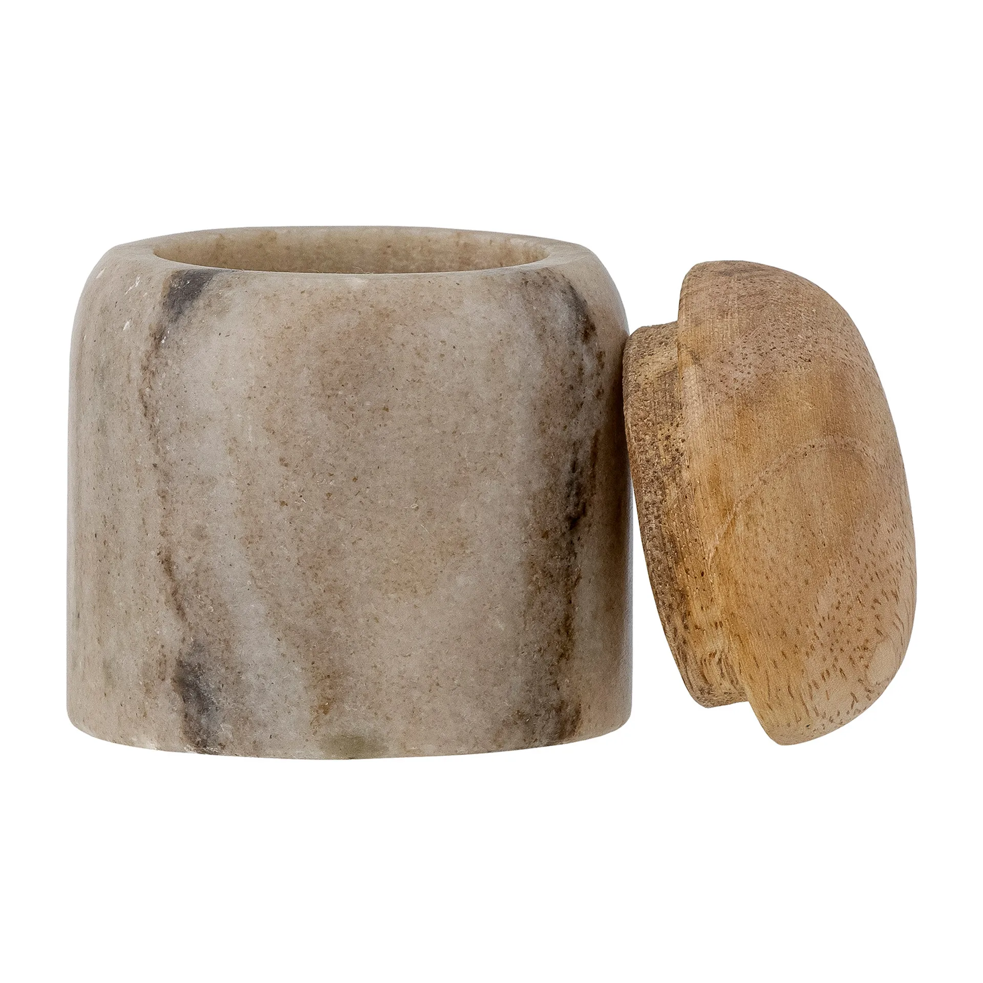 Payana opbevaringskrukke med låg Ø6x7 cm, Marmor/Mangotræ Bloomingville