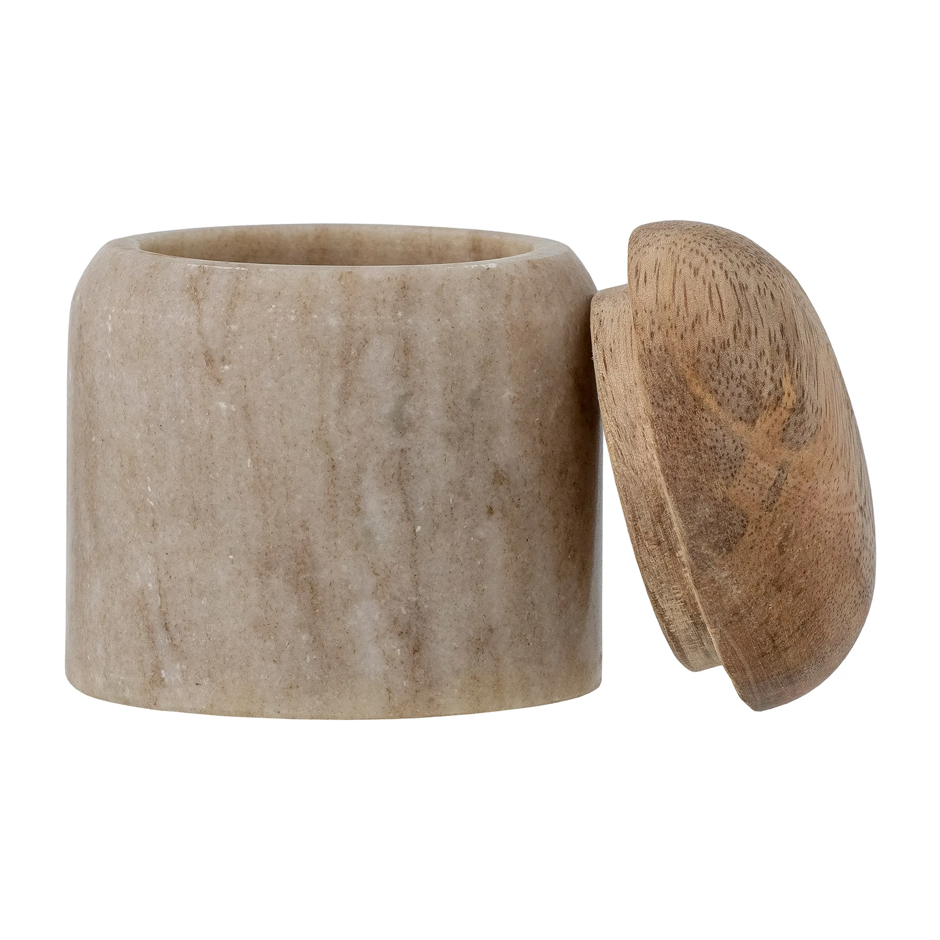 Payana opbevaringskrukke med låg Ø8x8 cm, Marmor/Mangotræ Bloomingville