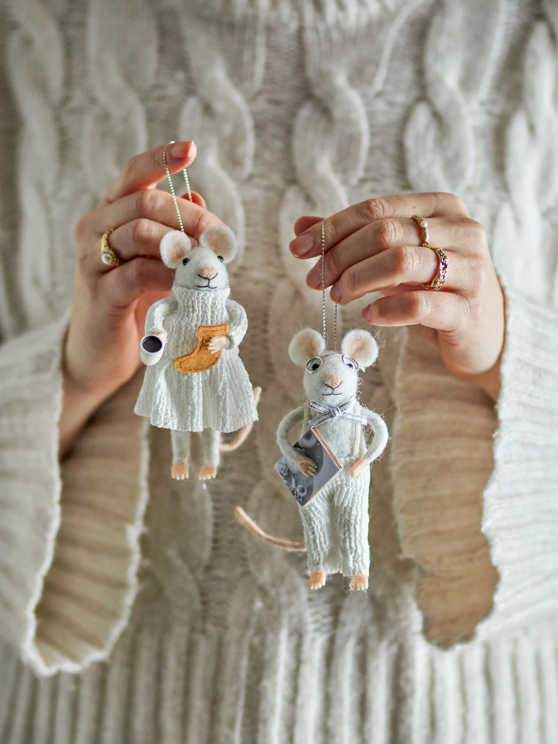 Peo juleophæng mus 2 dele, Hvid Bloomingville