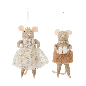 Peo juletræspynt uld 2 dele - Brun, høj - Bloomingville