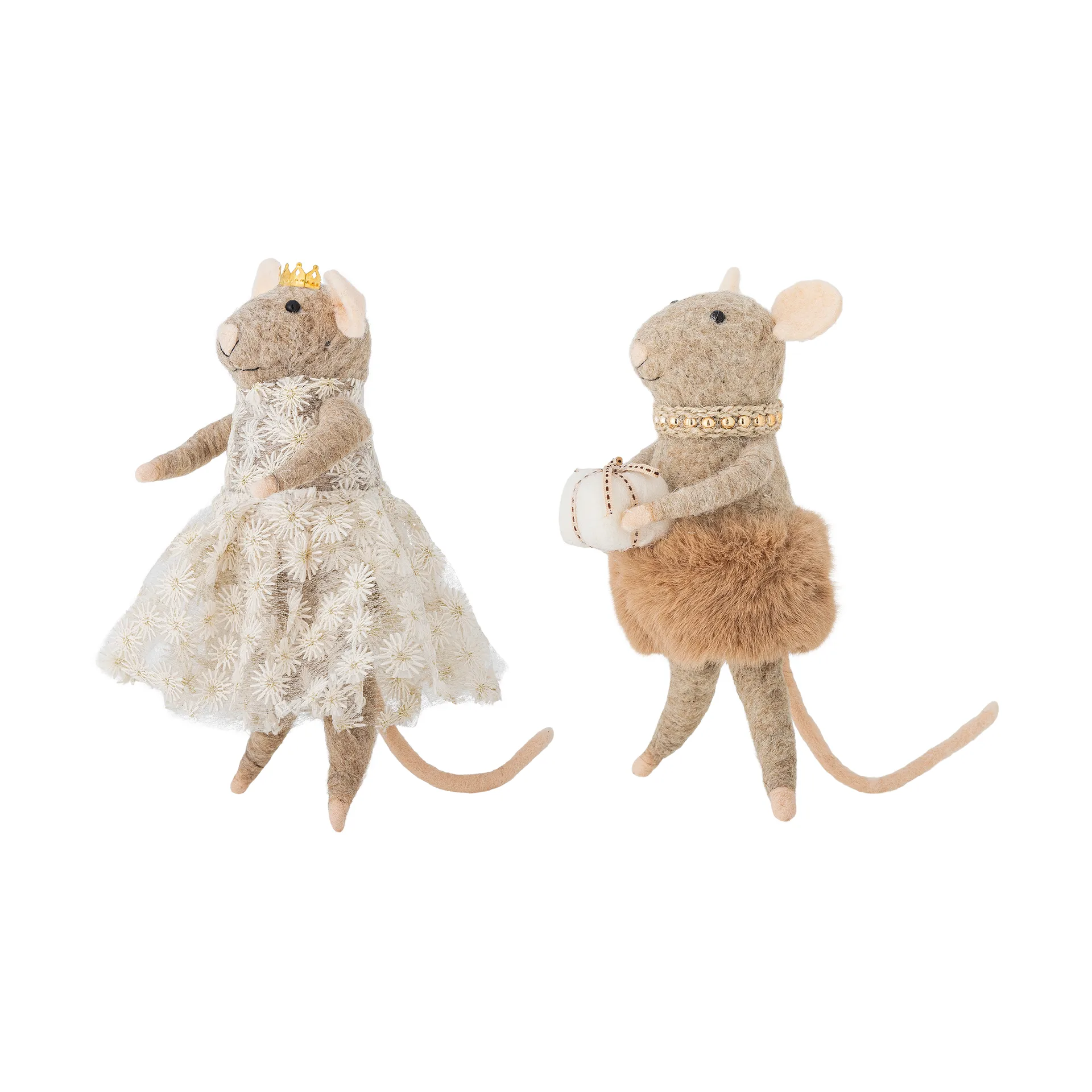 Peo juletræspynt uld 2 dele, Brun, høj Bloomingville