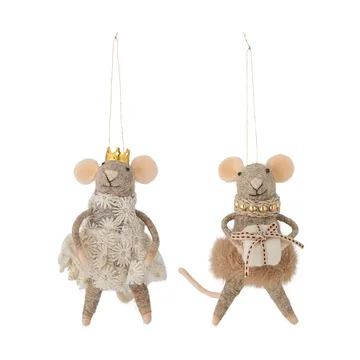 Peo juletræspynt uld 2 dele - Brun - Bloomingville