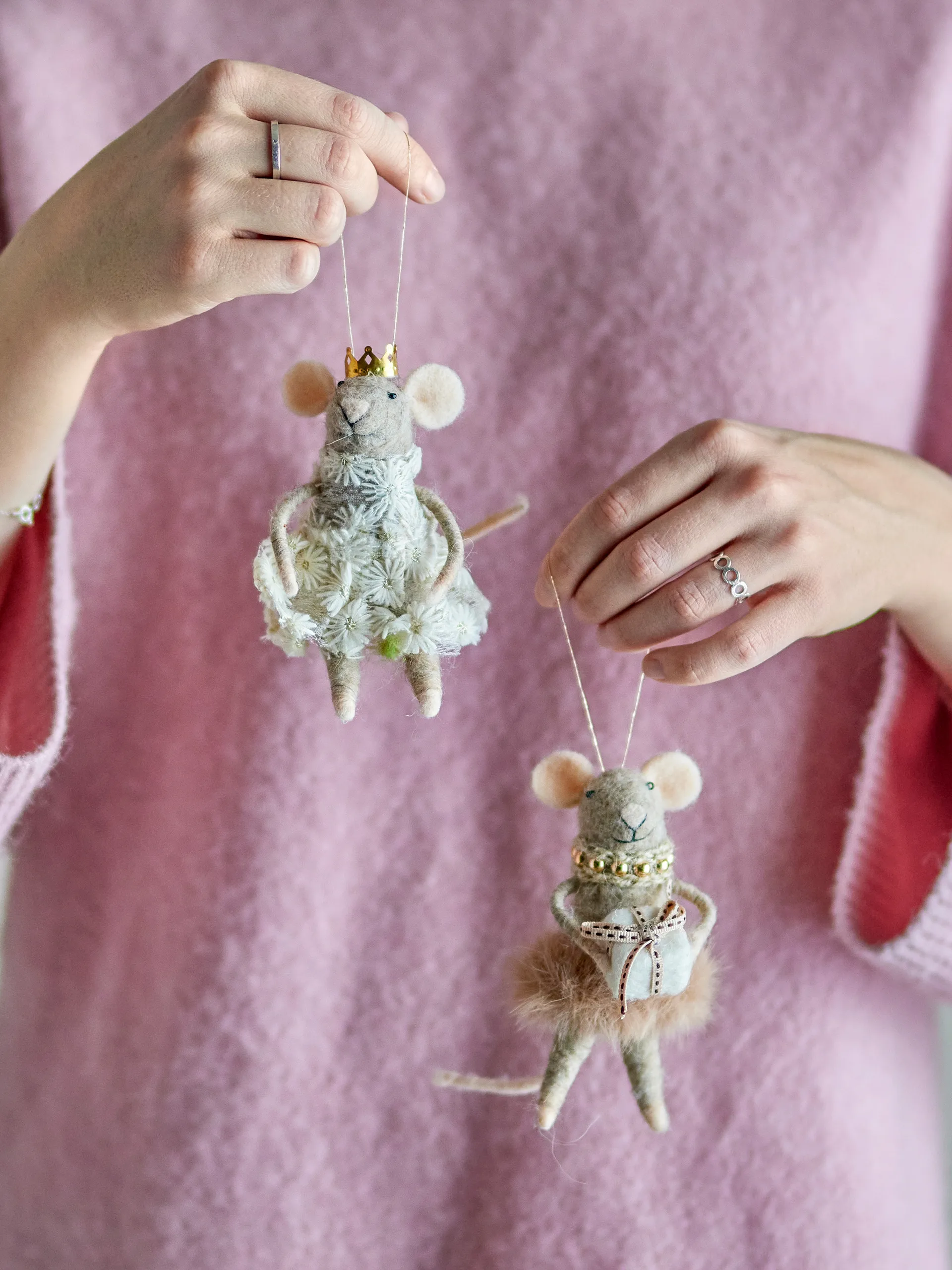 Peo juletræspynt uld 2 dele, Brun Bloomingville