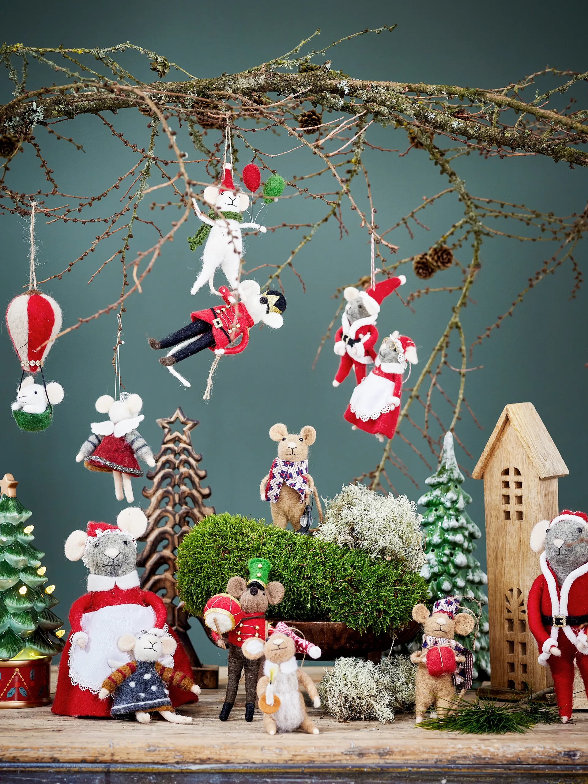 Peo juletræspynt uld 2 dele, Rød Bloomingville