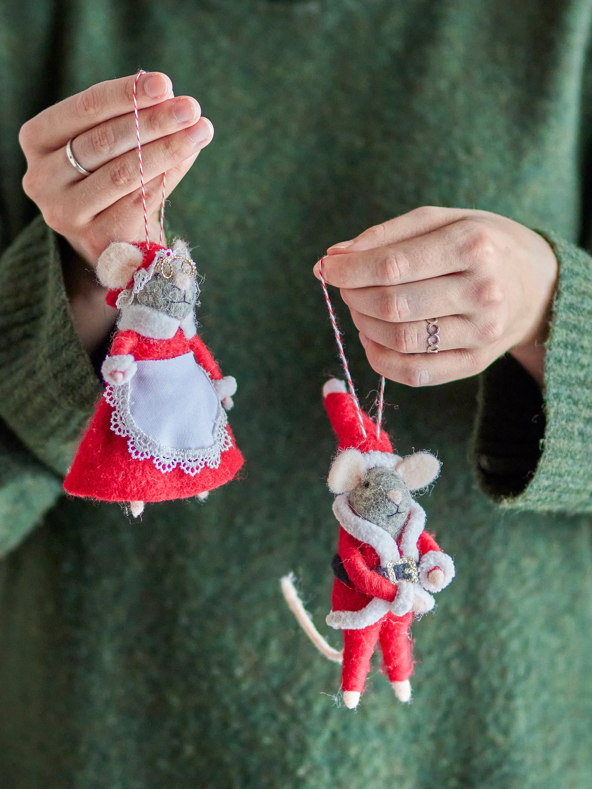 Peo juletræspynt uld 2 dele, Rød Bloomingville