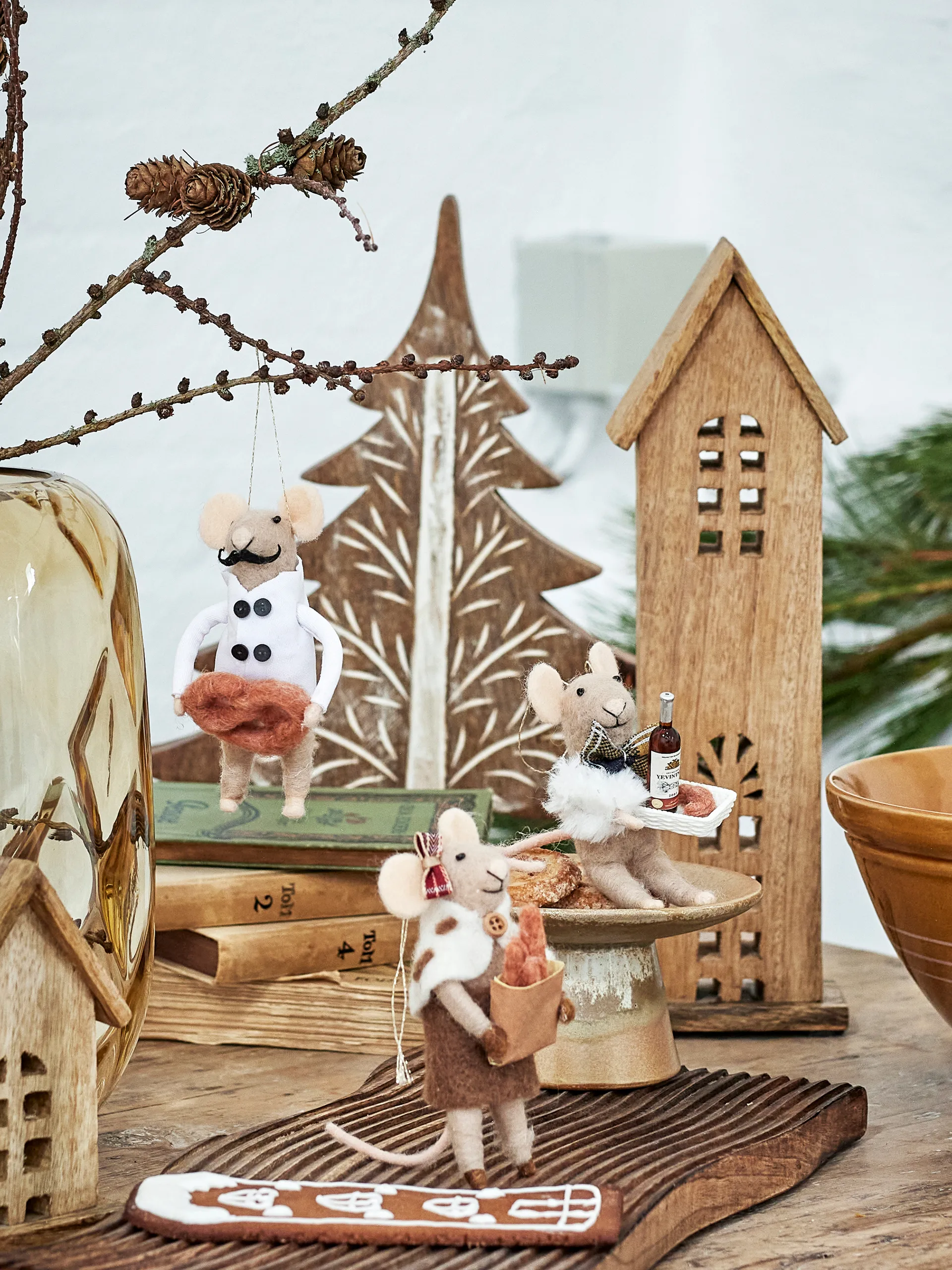 Peo juletræspynt uld 3 dele, Natur Bloomingville