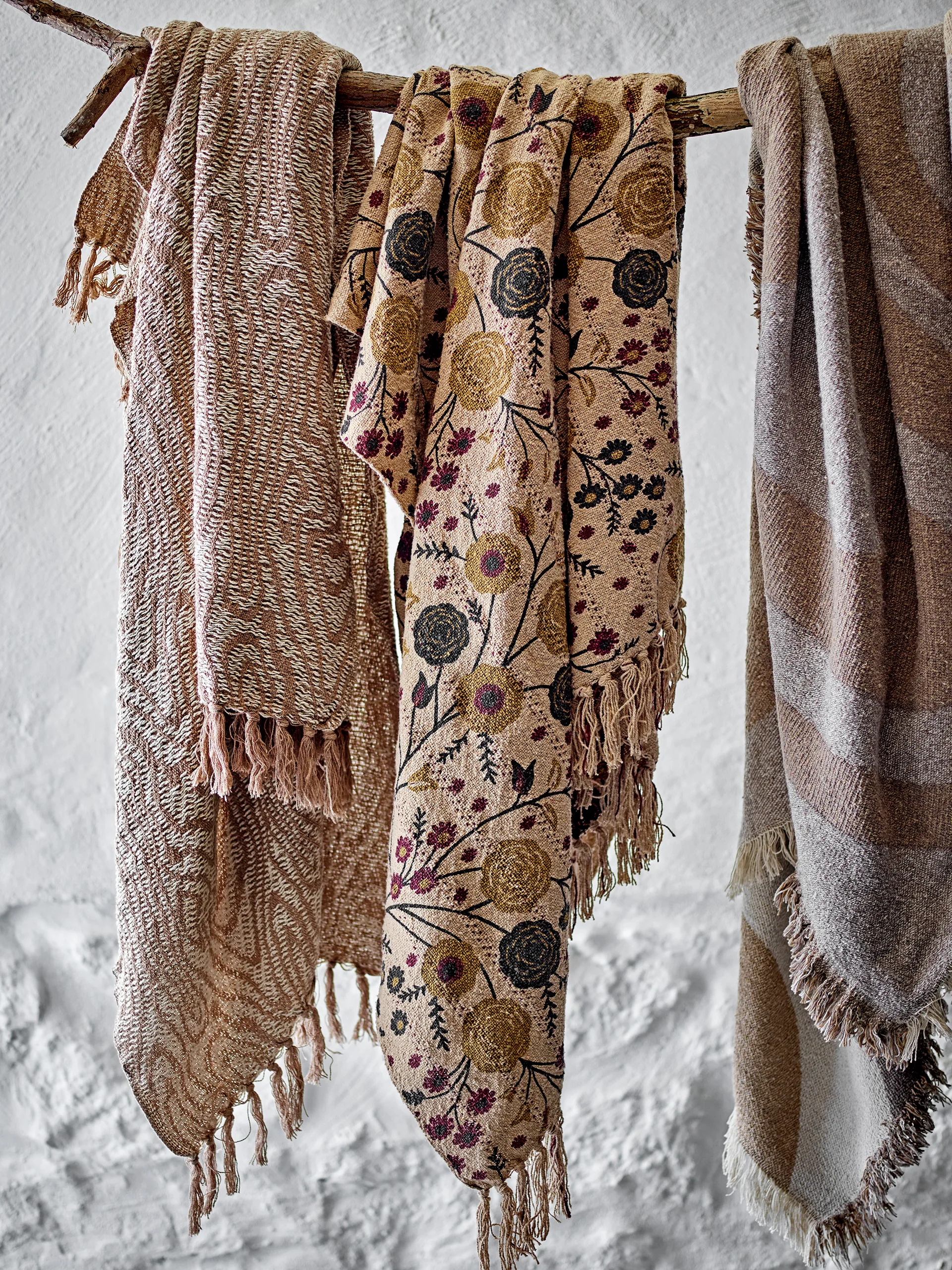 Salobre plaid bomuld 160x130 cm, Brun Bloomingville