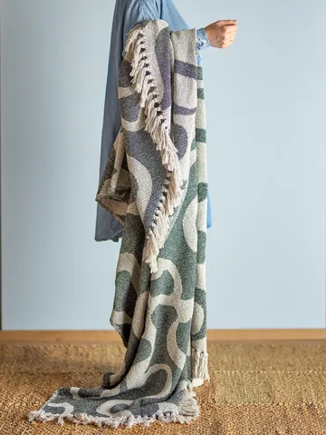 Salobre plaid bomuld 160x130 cm - Sort - Bloomingville