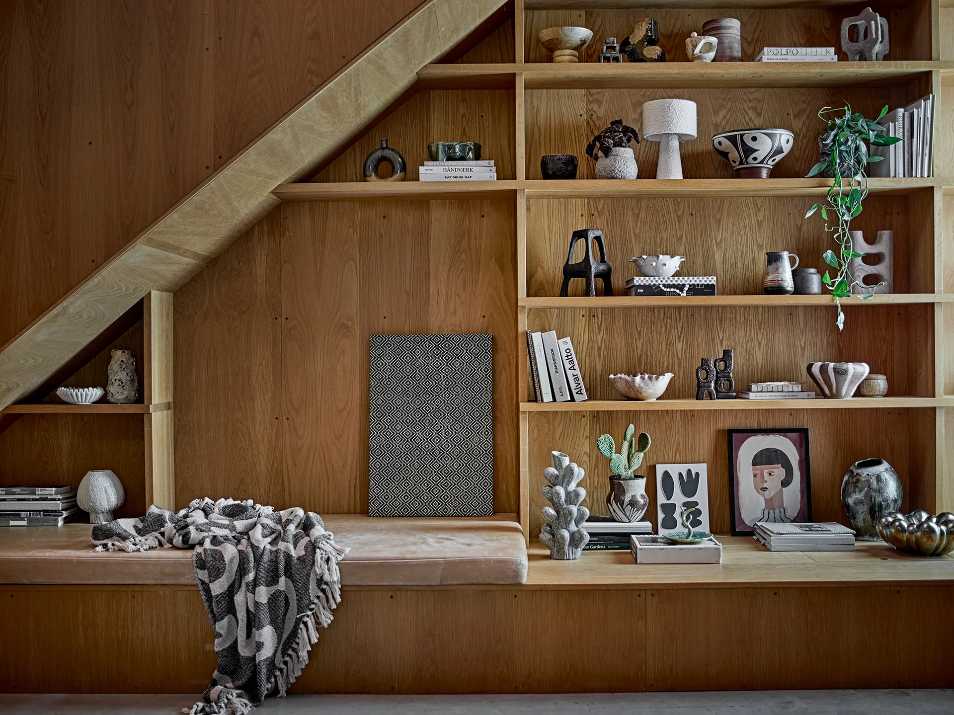 Salobre plaid bomuld 160x130 cm, Sort Bloomingville