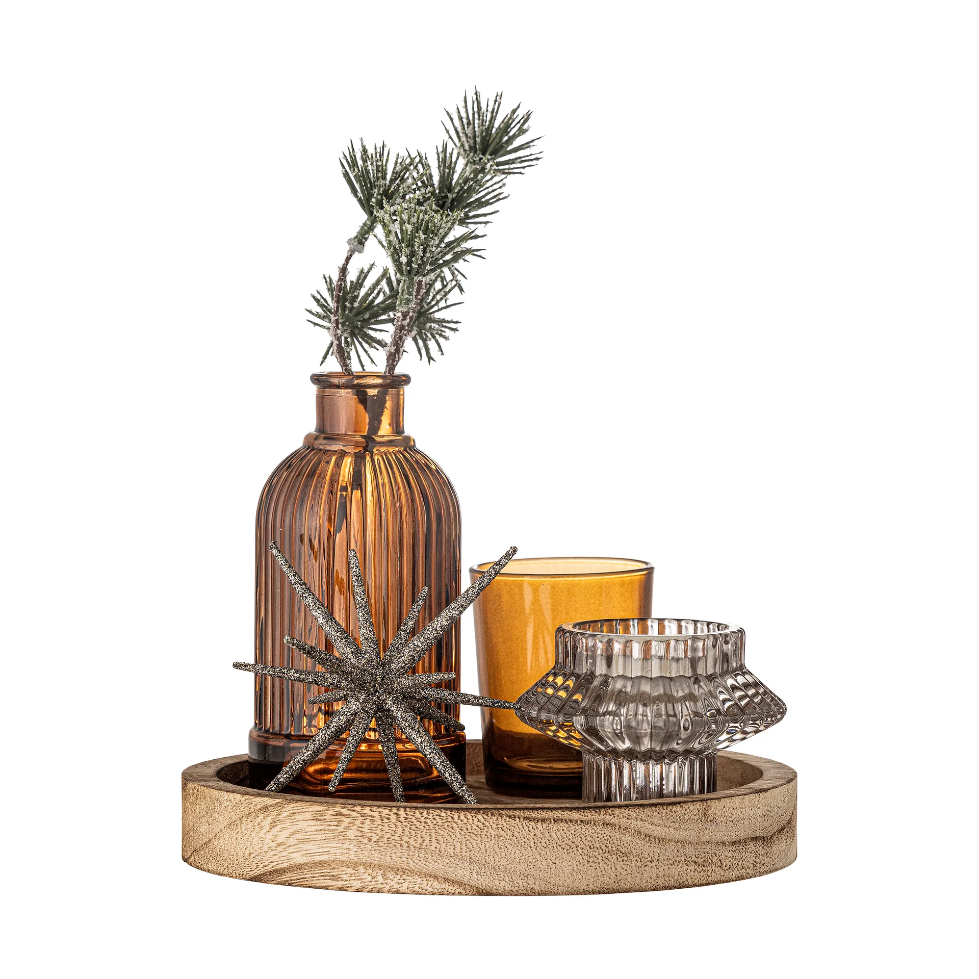 Sanga bakke rund med pyntegenstande 6 dele, Guld Bloomingville