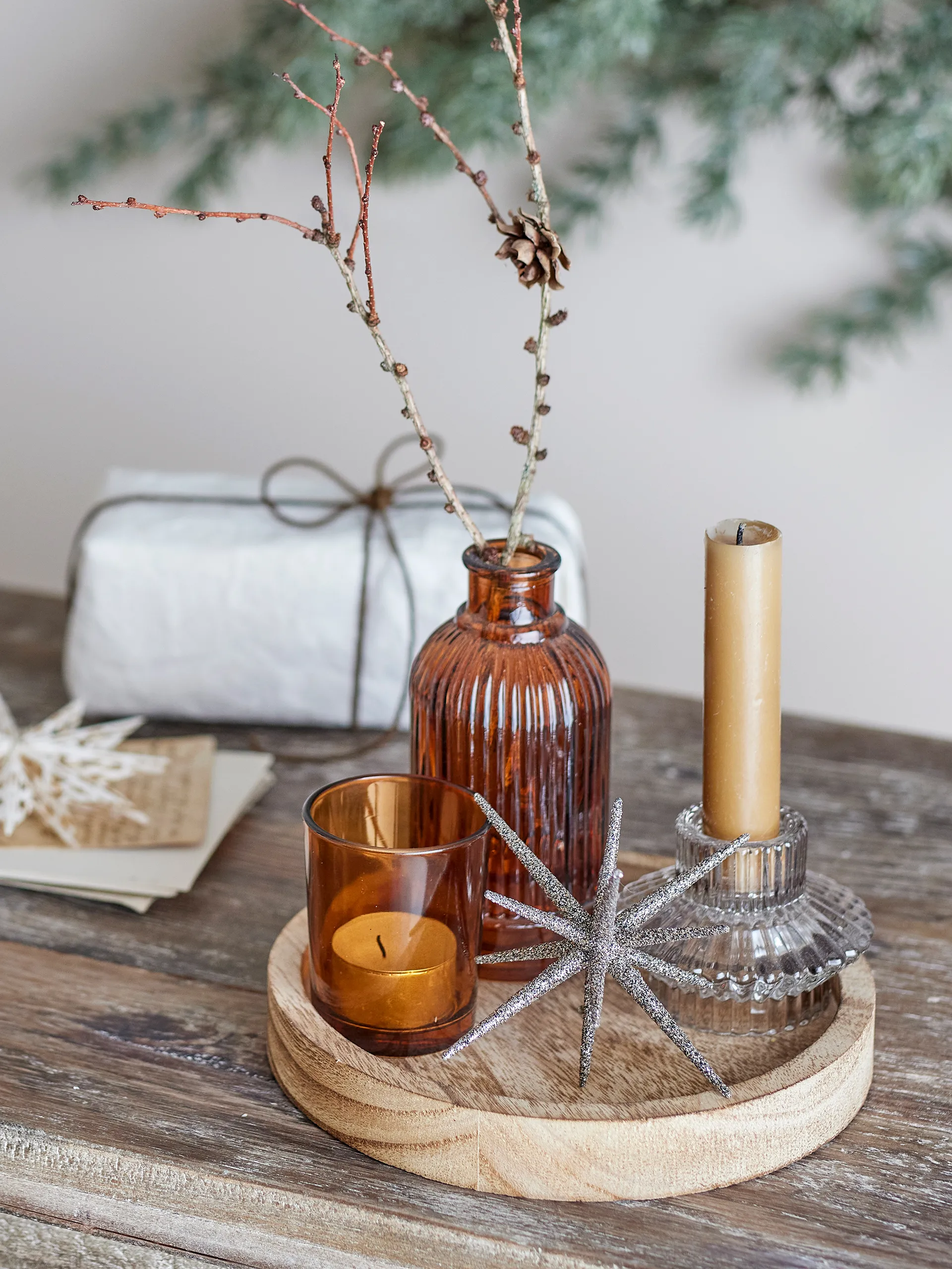 Sanga bakke rund med pyntegenstande 6 dele, Guld Bloomingville