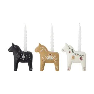Siffer lysestage - Sort-brun-hvid, 3 dele, 10 cm - Bloomingville