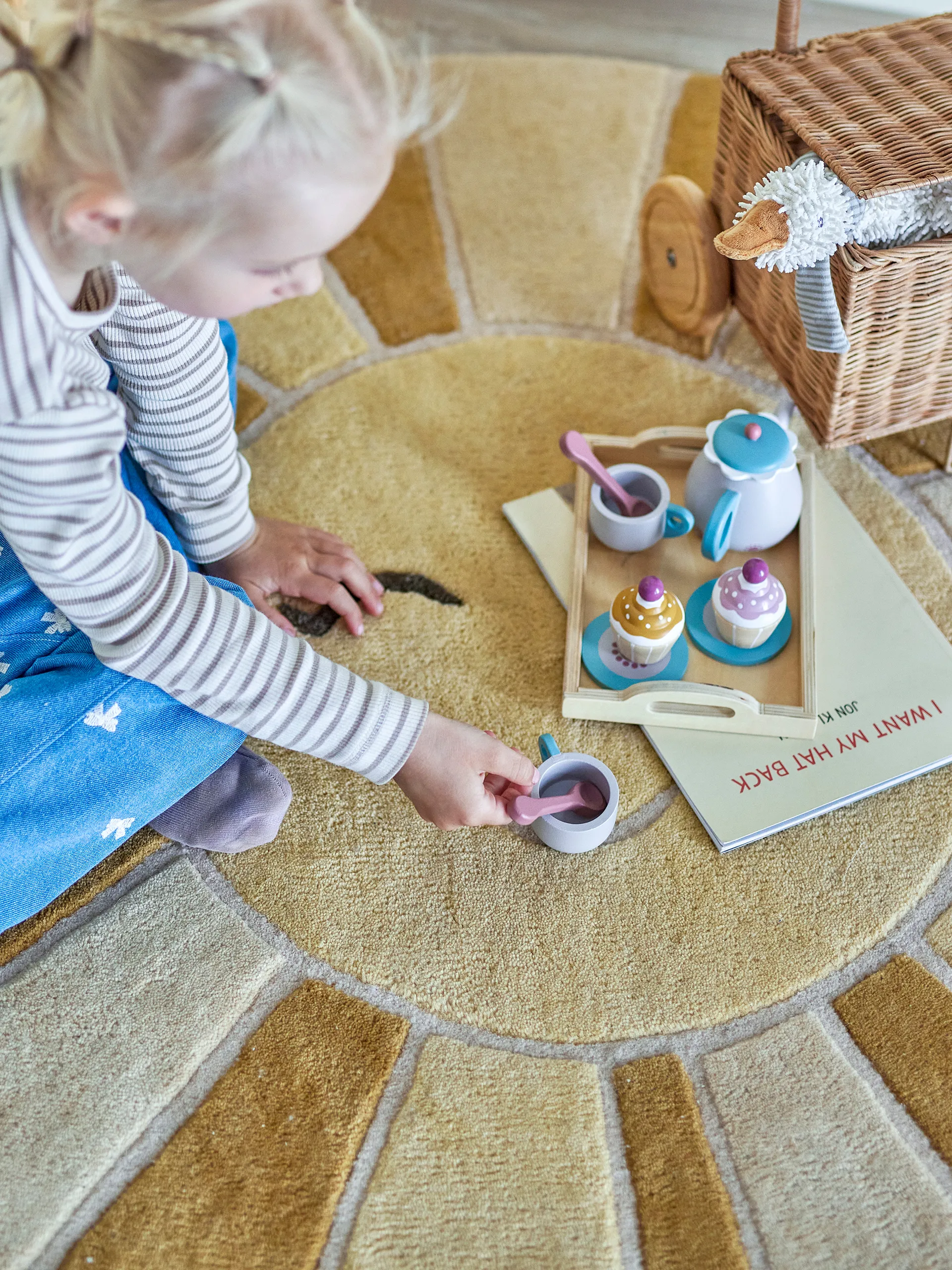 Sun uldmåtte Ø110 cm, Gul Bloomingville