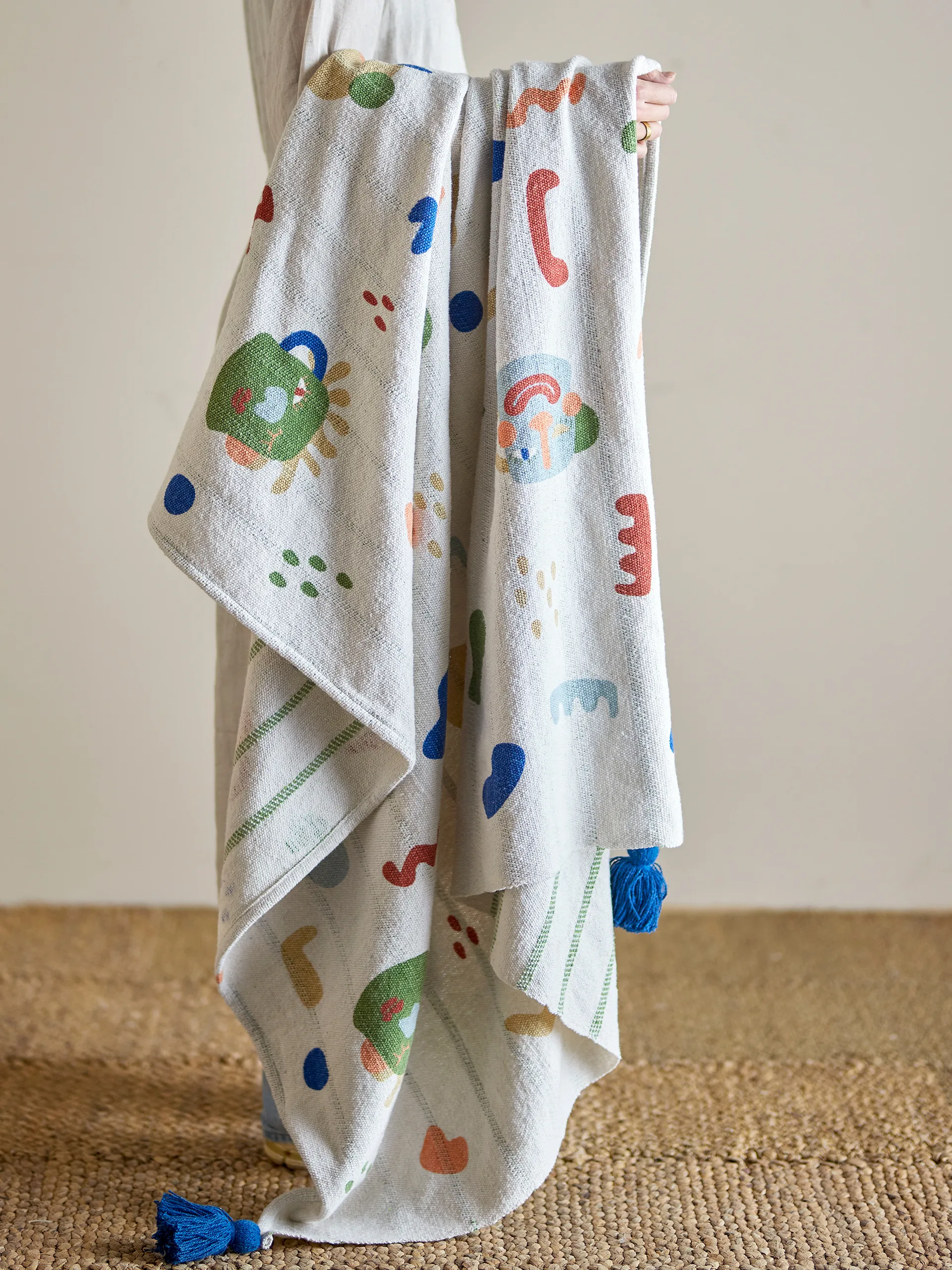 Sylvie bomuldsplaid 160x130 cm, Natur Bloomingville