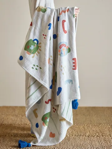 Sylvie bomuldsplaid 160x130 cm - Natur - Bloomingville