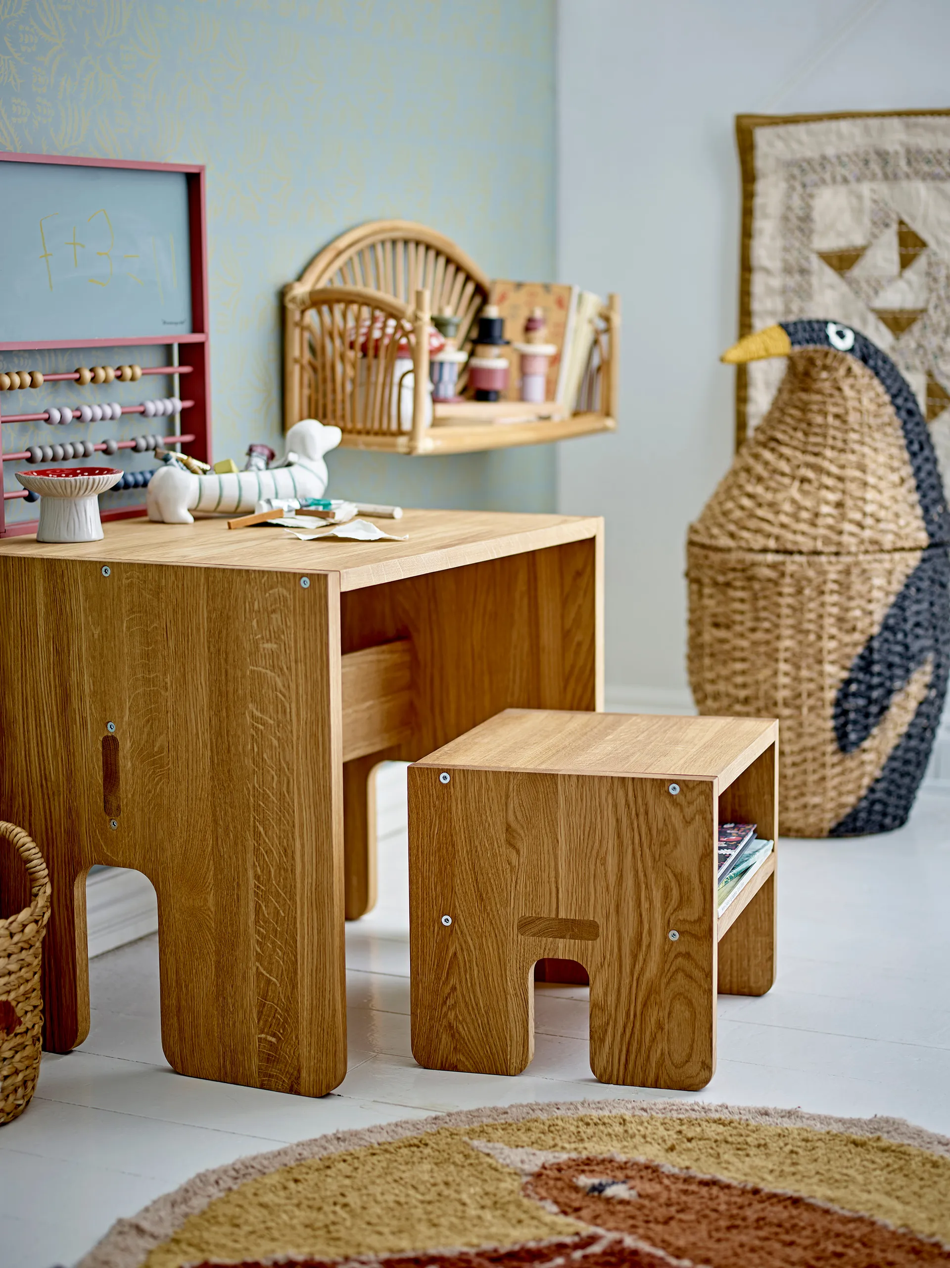 Tazia opbevaringskurv med låg Ø37x69 cm., Sort Bloomingville