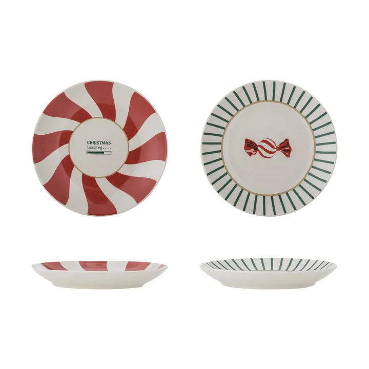 Yule desserttallerken - Rød-grøn, 2 dele, Ø12,5 cm - Bloomingville