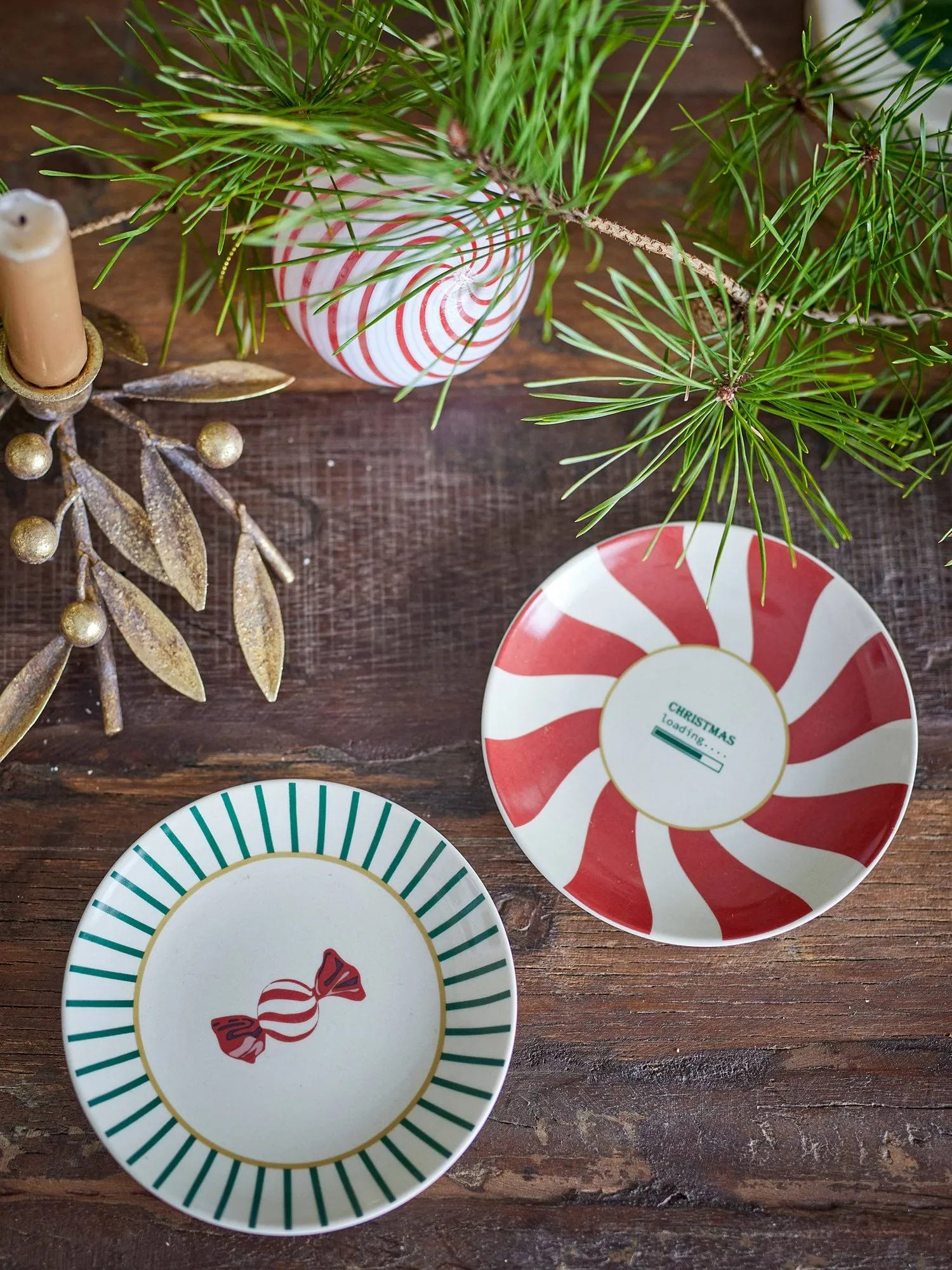 Yule desserttallerken, Rød-grøn, 2 dele, Ø12,5 cm Bloomingville