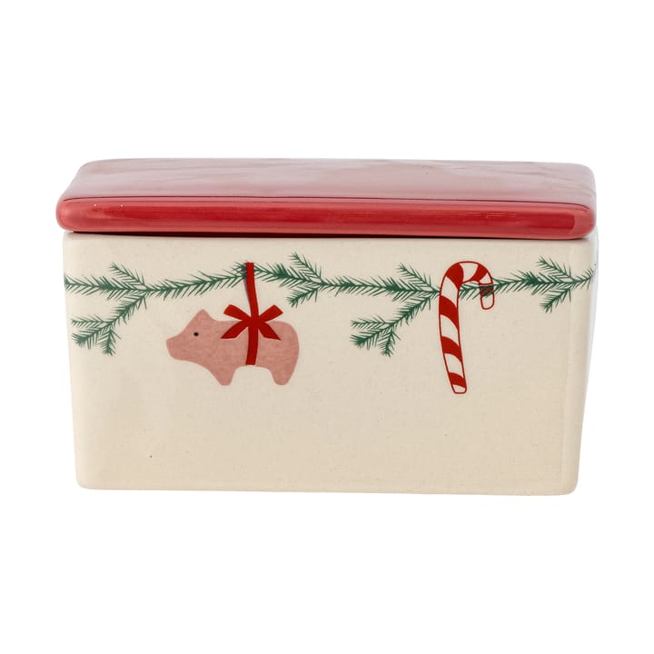 Yule smørboks 12,5x7 cm - Hvid-rød - Bloomingville