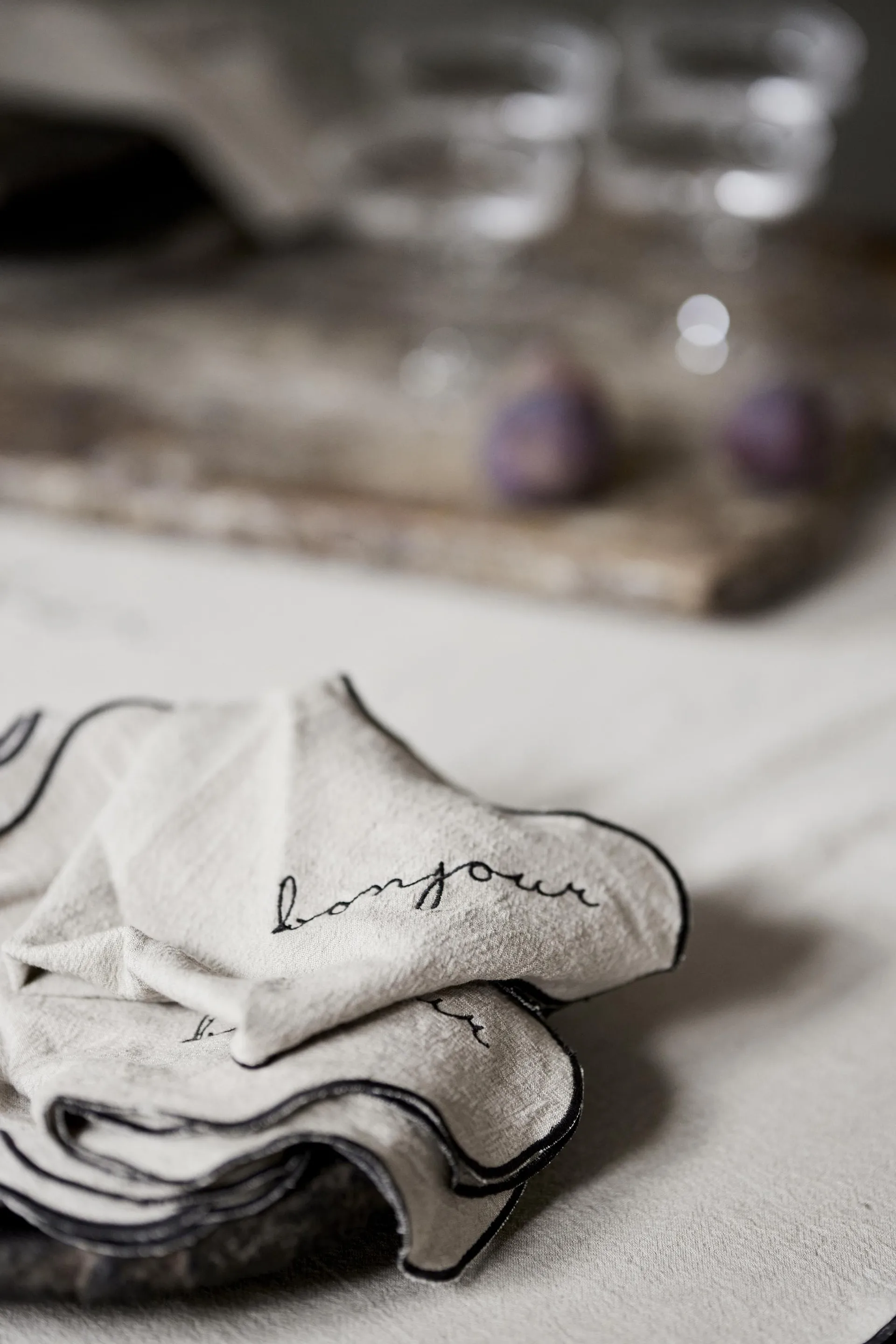 Bordeaux bomuldsserviet 40x40 cm, Beige Boel & Jan