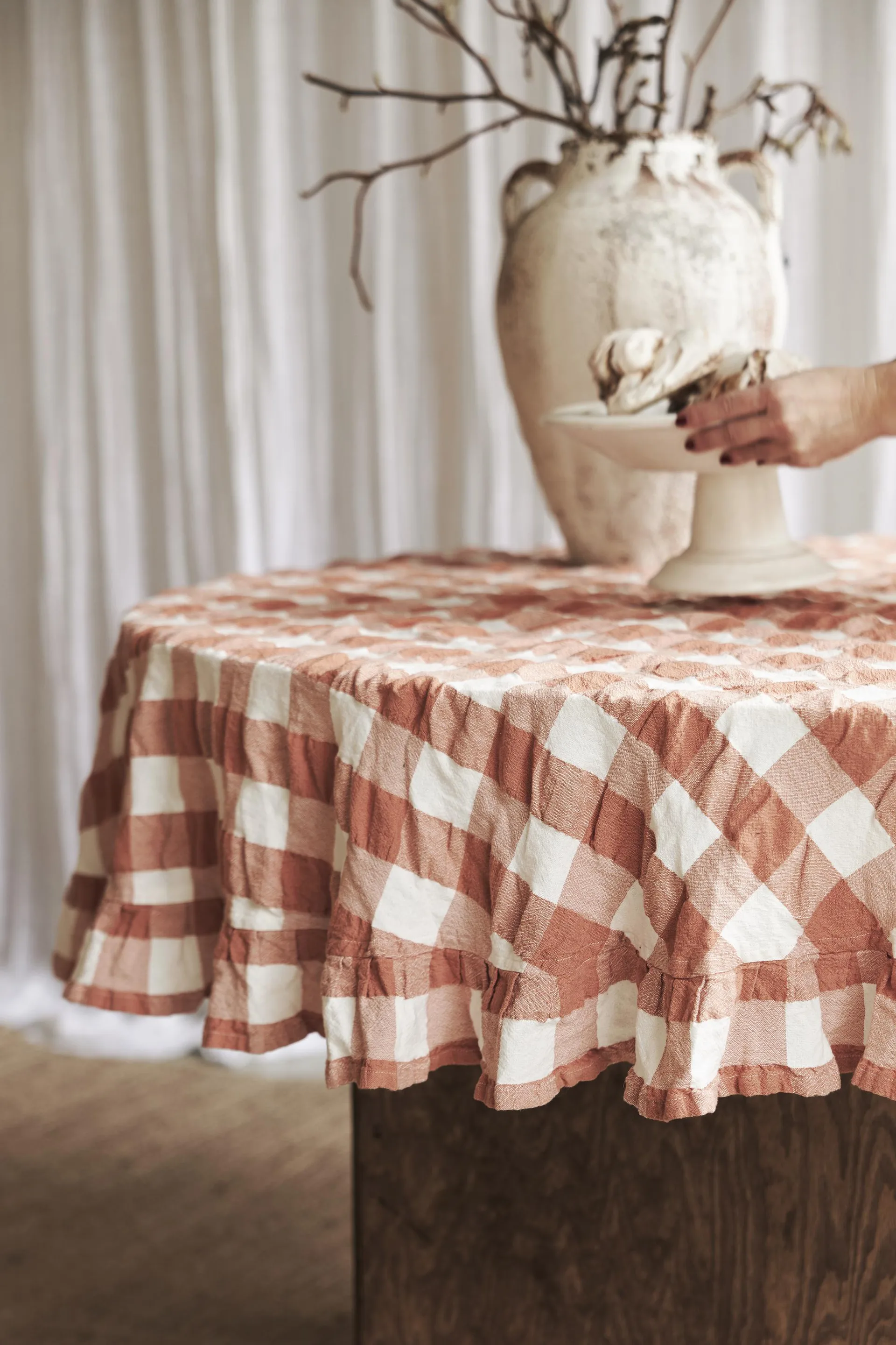 Kullavik borddug Ø170 cm, Rust-hvid Boel & Jan