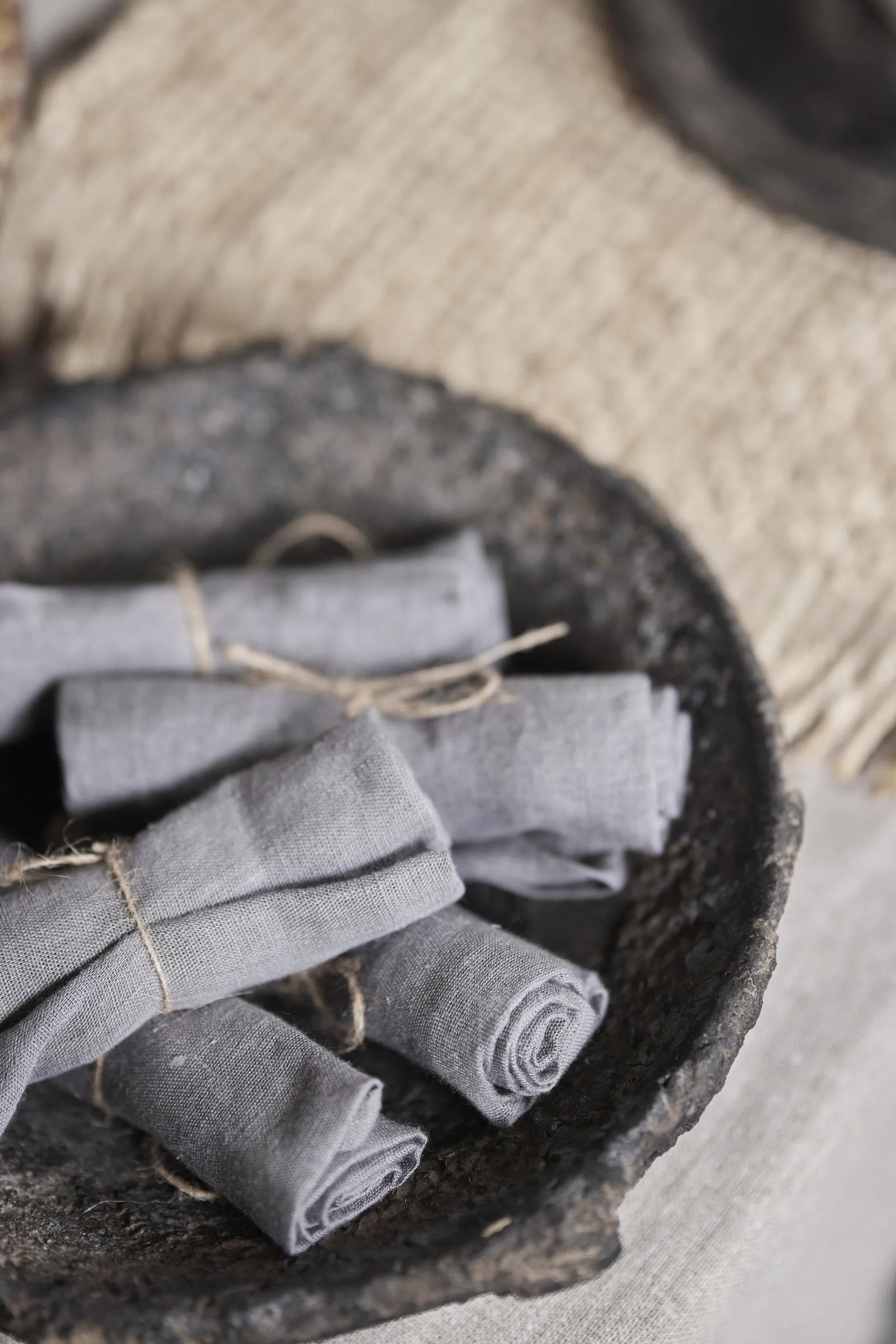 Mandela linned serviet 40x40 cm, Grå Boel & Jan