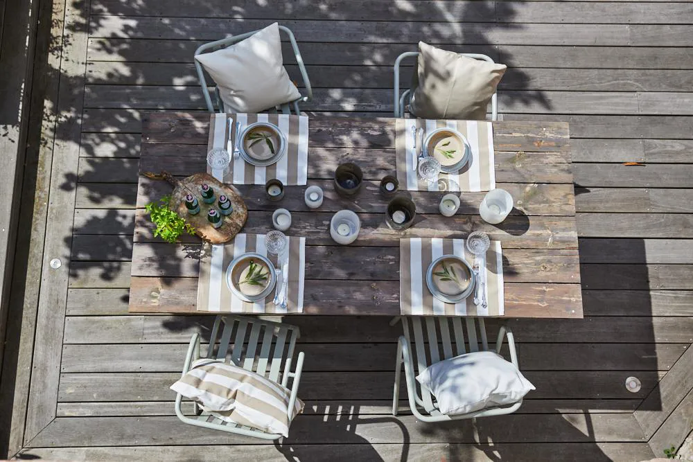 Outdoor stripe pudebetræk 40x60 cm, Beige Boel & Jan