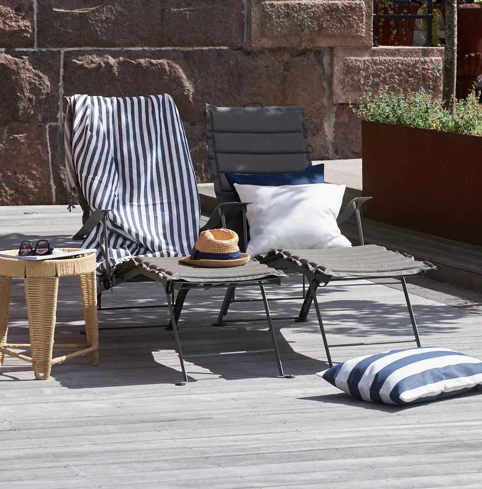 Outdoor stripe pudebetræk 40x60 cm, Blå Boel & Jan
