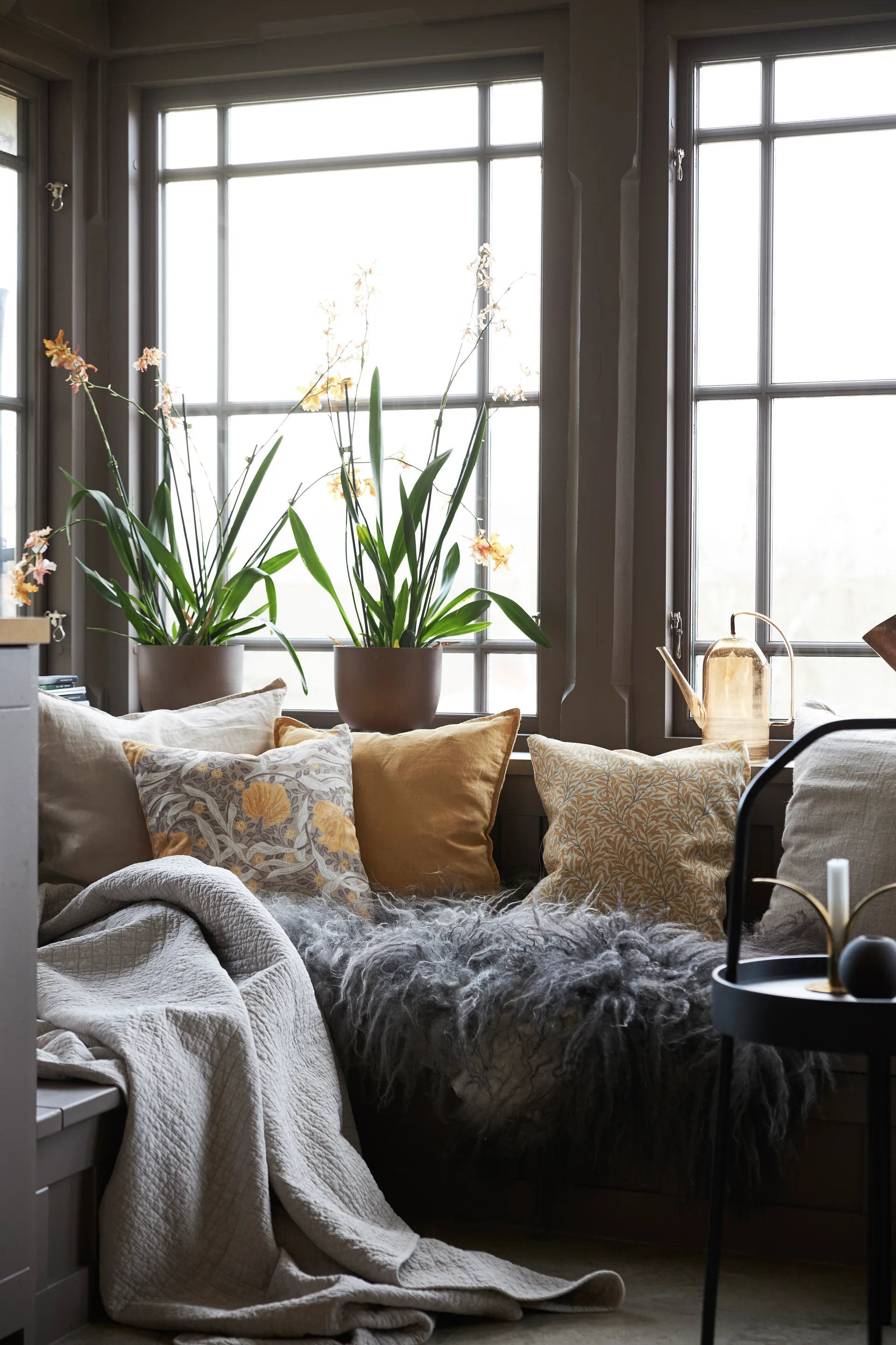 Ramas pudebetræk 50x50 cm, Hvid/Gul Boel & Jan