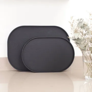 CurveLine Serveringsbakke anti-slip 47x34 cm - Sort piletræ - Bosign