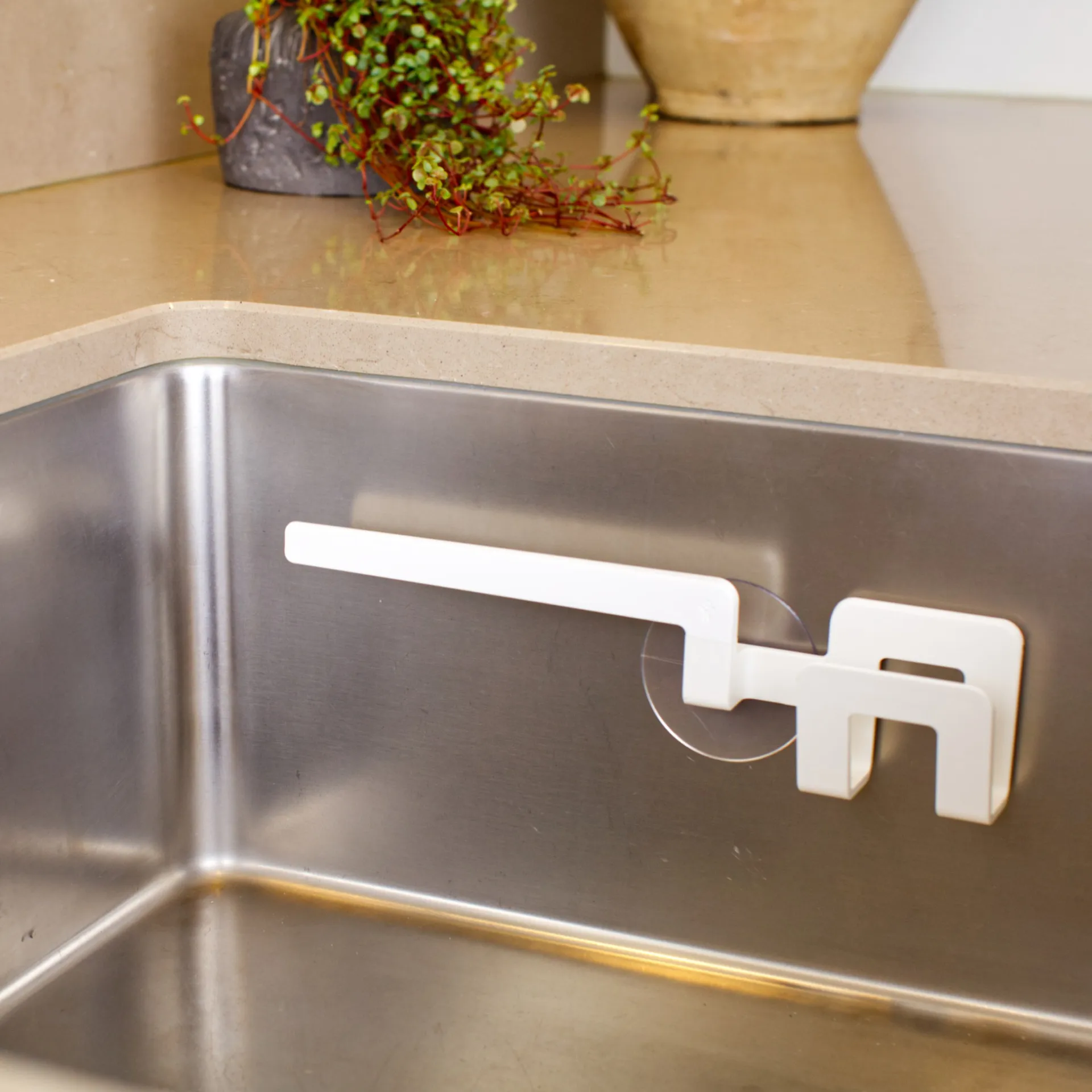 Holder til opvaskeklud og skuresvamp sugekop, Hvid Bosign