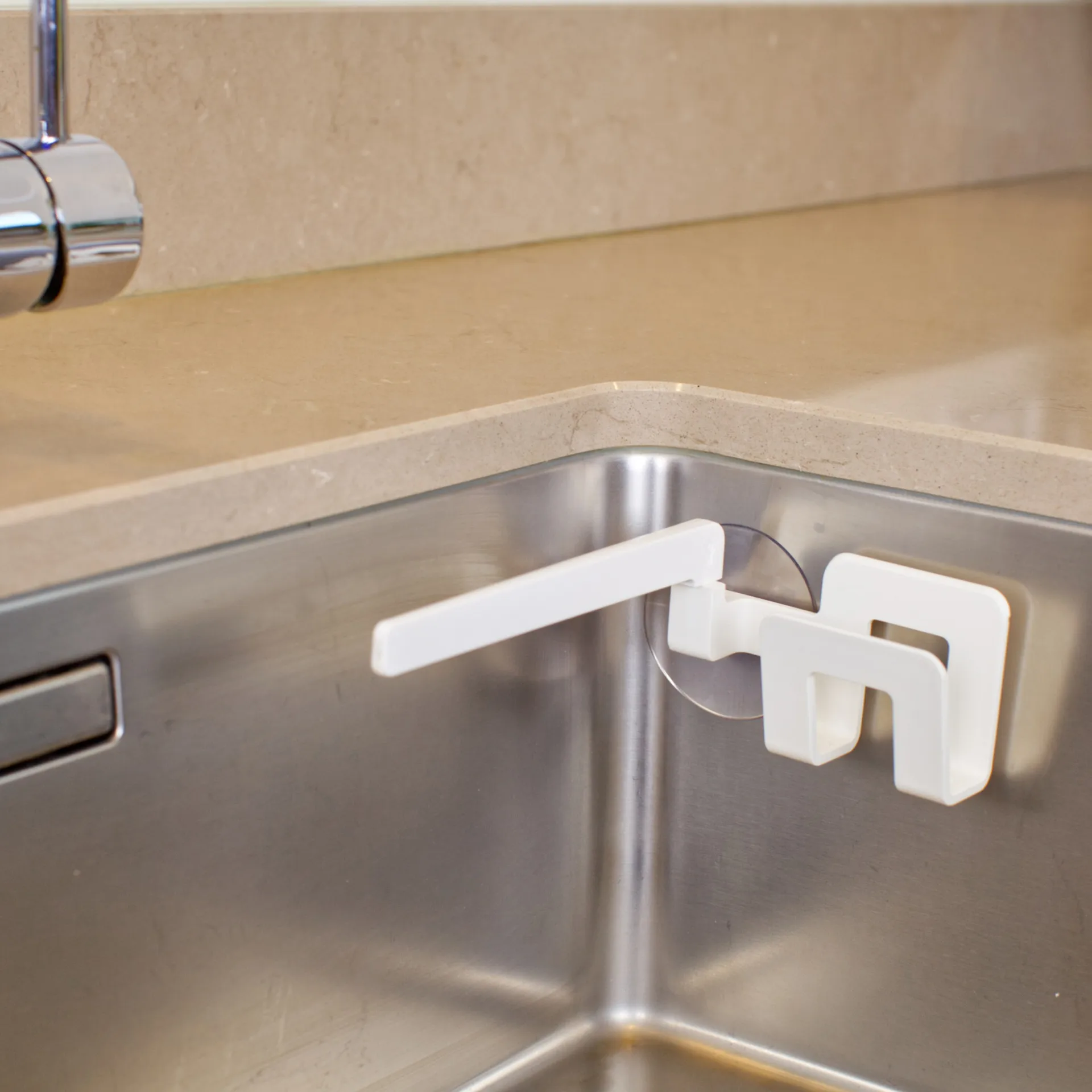 Holder til opvaskeklud og skuresvamp sugekop, Hvid Bosign