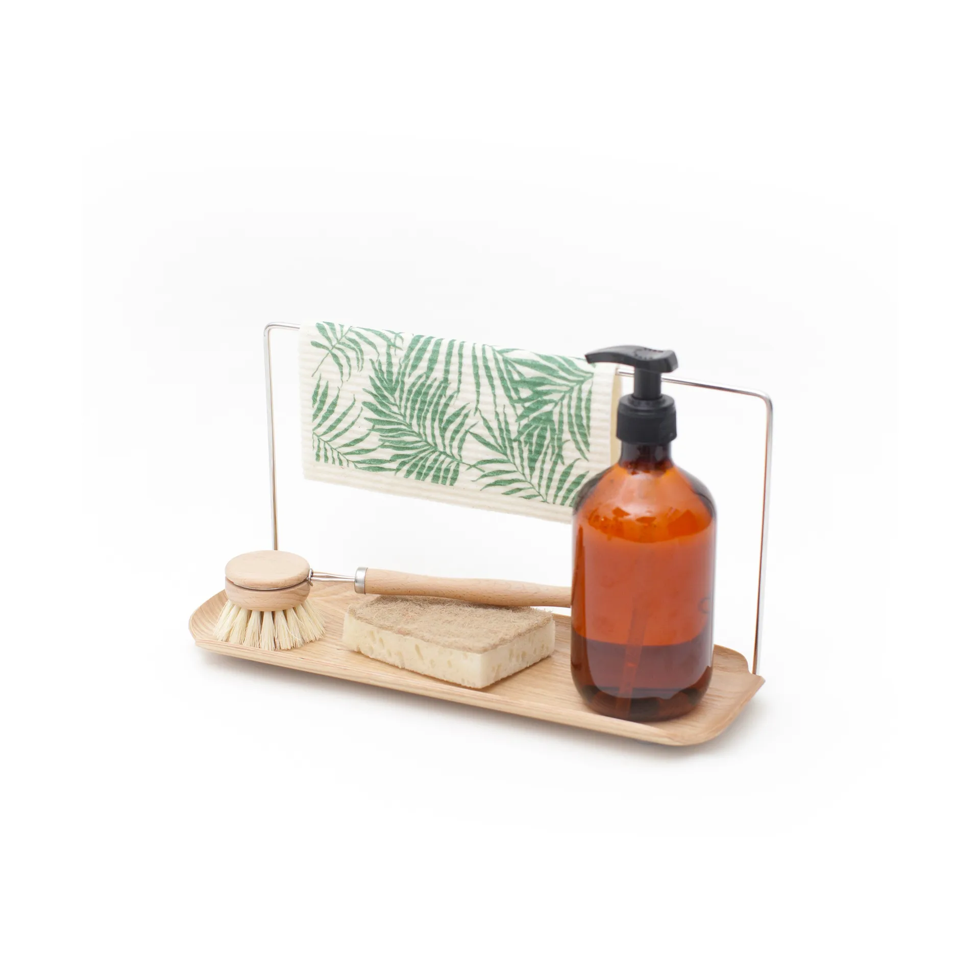 LEAF opvaskebakke med kludholder, Piletræ-rustfrit stål Bosign