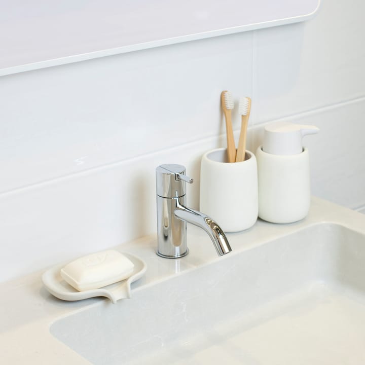 Soap Saver Flow sæbeskål med afløbsstuds beton, Hvid Bosign