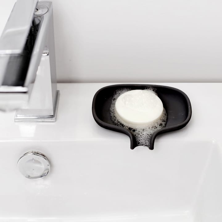 Soap Saver Flow sæbeskål med afløbstud small, Sort Bosign