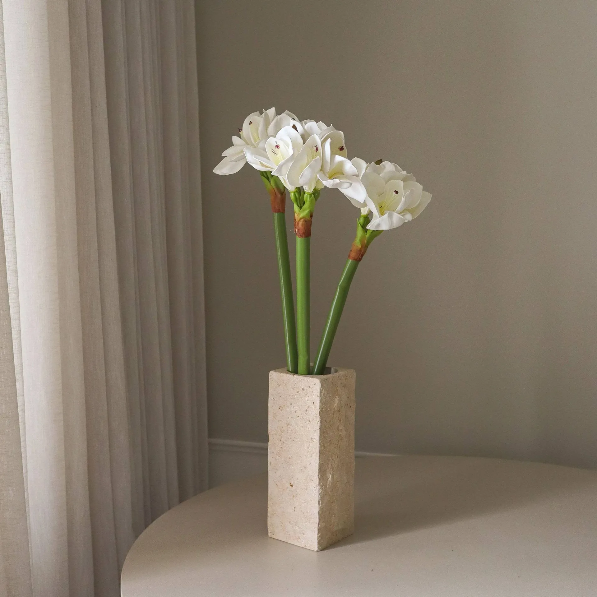 Amaryllis kunstig buket, Hvid, 73 cm Botané